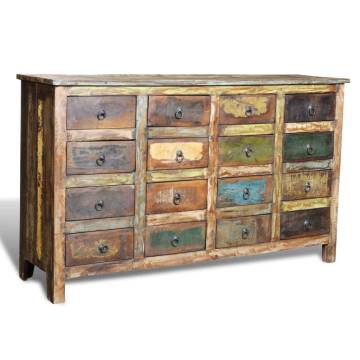 Reclaimed Solid Wood Antique-style Cabinet with 16 Drawers