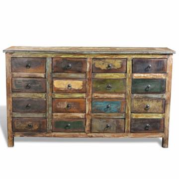 Reclaimed Solid Wood Antique-style Cabinet with 16 Drawers