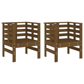 Honey Brown Garden Chairs 2 pcs - Solid Pine Wood | HipoMarket