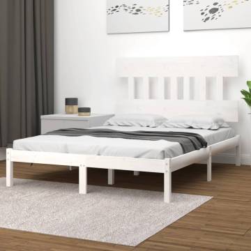 Bed Frame White Solid Wood 160x200 cm | Stylish & Sturdy