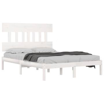 Bed Frame White Solid Wood 160x200 cm | Stylish & Sturdy