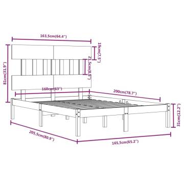 Bed Frame White Solid Wood 160x200 cm | Stylish & Sturdy