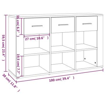 Elegant Grey Sonoma Sideboard | 100x30x59.5 cm Engineered Wood