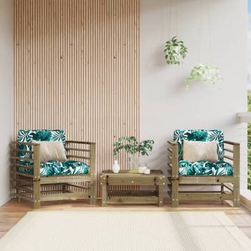 Garden Chairs with Cushions - Stylish Pine Wood Set