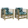 Garden Chairs with Cushions - Stylish Pine Wood Set