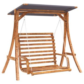 Swing Bench with Canopy - Solid Wood Spruce & Teak Finish