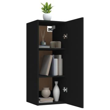 Wall Cabinet Black 34.5x34x90 cm | Stylish Storage Solution