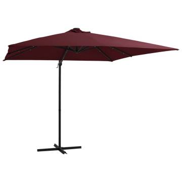 Cantilever Umbrella with LED Lights - Bordeaux Red 250x250 cm