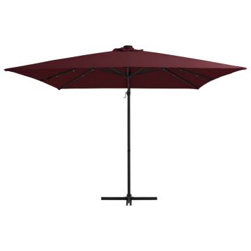 Cantilever Umbrella with LED Lights - Bordeaux Red 250x250 cm