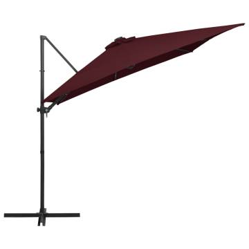 Cantilever Umbrella with LED Lights - Bordeaux Red 250x250 cm