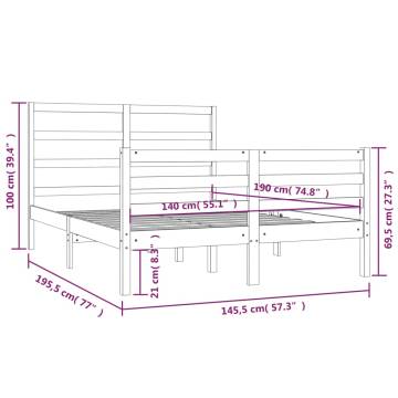 Grey Solid Wood Pine Bed Frame 140x190 cm - Stylish & Sturdy