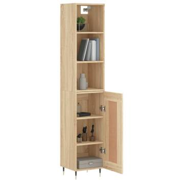 Stylish Highboard Sonoma Oak - 34.5x34x180 cm Engineered Wood