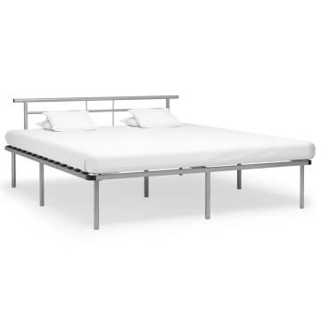 Elegant Grey Metal Bed Frame 200x200 cm | HipoMarket