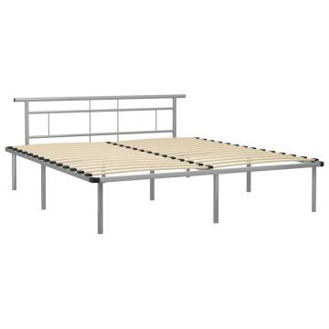 Elegant Grey Metal Bed Frame 200x200 cm | HipoMarket