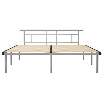 Elegant Grey Metal Bed Frame 200x200 cm | HipoMarket