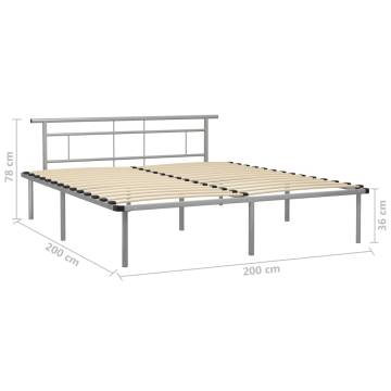 Elegant Grey Metal Bed Frame 200x200 cm | HipoMarket