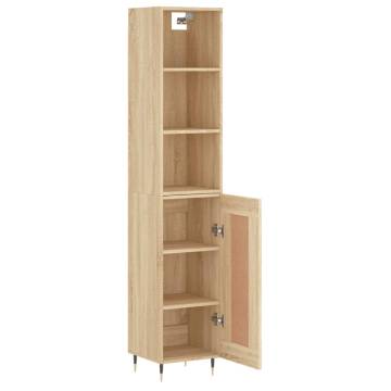 Stylish Highboard Sonoma Oak - 34.5x34x180 cm Engineered Wood