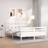 Bed Frame with Headboard White 160x200 cm Solid Wood Colour white Size 160 x 200 cm 