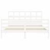 White Bed Frame with Headboard 160x200 cm - Solid Wood