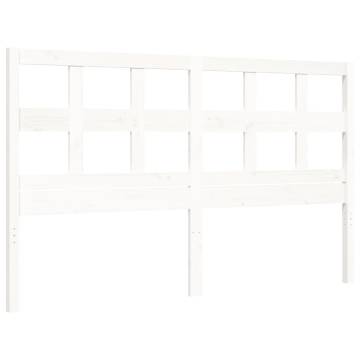 White Bed Frame with Headboard 160x200 cm - Solid Wood