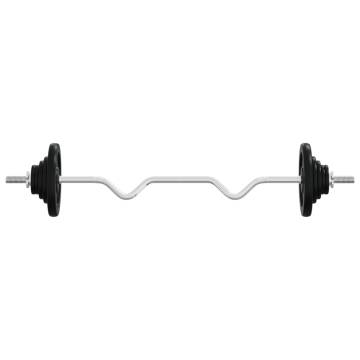 90kg Cast Iron Chrome Plated Barbell with Plates - HipoMarket