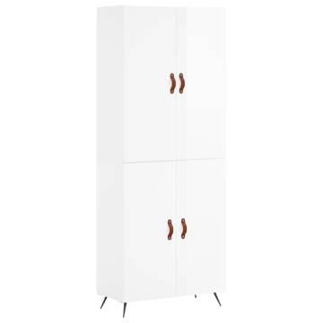 Elegant Highboard High Gloss White - 69.5x34x180 cm