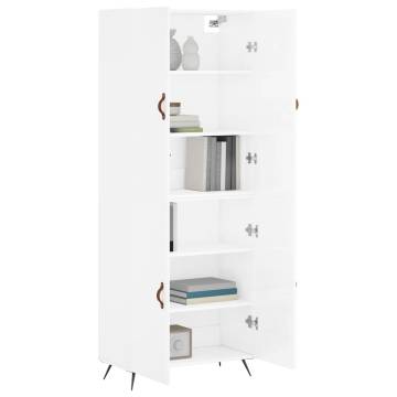 Elegant Highboard High Gloss White - 69.5x34x180 cm