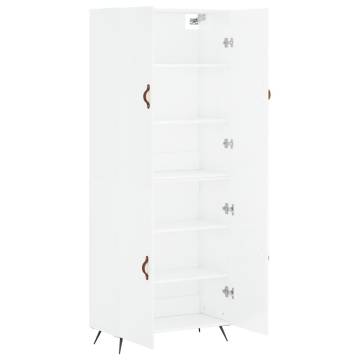 Elegant Highboard High Gloss White - 69.5x34x180 cm