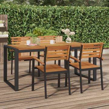 Garden Table with U-shaped Legs - Solid Acacia Wood 180x90 cm