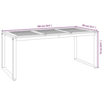 Garden Table with U-shaped Legs - Solid Acacia Wood 180x90 cm