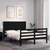 Bed Frame with Headboard Black 120x200 cm Solid Wood Colour black Size 120 x 200 cm 