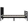 Stylish Black Bed Frame with Headboard - 120x200 cm Solid Wood