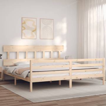 Solid Wood Bed Frame with Headboard 200x200 cm | HipoMarket