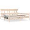 Solid Wood Bed Frame with Headboard 200x200 cm | HipoMarket