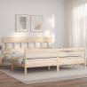 Solid Wood Bed Frame with Headboard 200x200 cm | HipoMarket