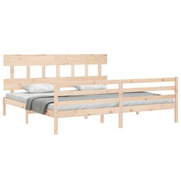 Solid Wood Bed Frame with Headboard 200x200 cm | HipoMarket