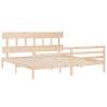 Solid Wood Bed Frame with Headboard 200x200 cm | HipoMarket