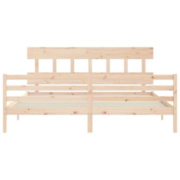 Solid Wood Bed Frame with Headboard 200x200 cm | HipoMarket