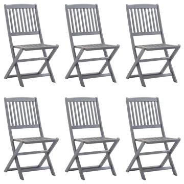 Folding Outdoor Chairs - 6 pcs Solid Acacia Wood Set