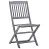 Folding Outdoor Chairs - 6 pcs Solid Acacia Wood Set