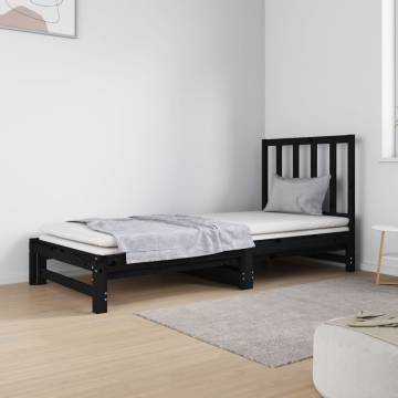 Pull-out Day Bed Black | Solid Pinewood Sofa Bed - HipoMarket