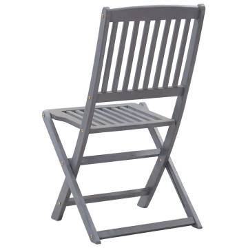 Folding Outdoor Chairs - 6 pcs Solid Acacia Wood Set