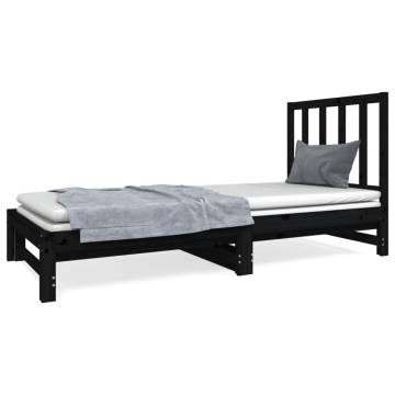 Pull-out Day Bed Black | Solid Pinewood Sofa Bed - HipoMarket