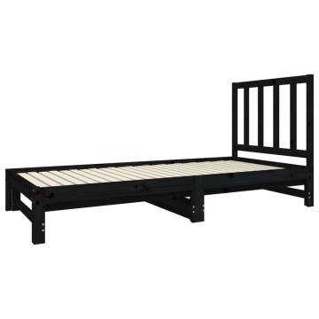 Pull-out Day Bed Black | Solid Pinewood Sofa Bed - HipoMarket