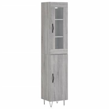 Stylish Highboard Grey Sonoma – 34.5x34x180 cm Engineered Wood