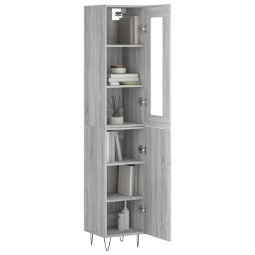 Stylish Highboard Grey Sonoma – 34.5x34x180 cm Engineered Wood