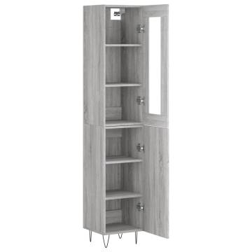 Stylish Highboard Grey Sonoma – 34.5x34x180 cm Engineered Wood