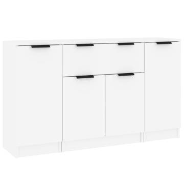 Stylish 3-Piece White Engineered Wood Sideboards | HipoMarket