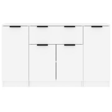 Stylish 3-Piece White Engineered Wood Sideboards | HipoMarket