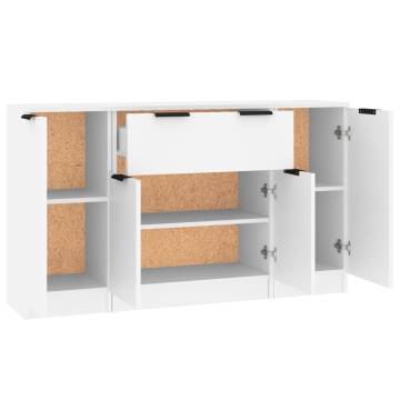 Stylish 3-Piece White Engineered Wood Sideboards | HipoMarket